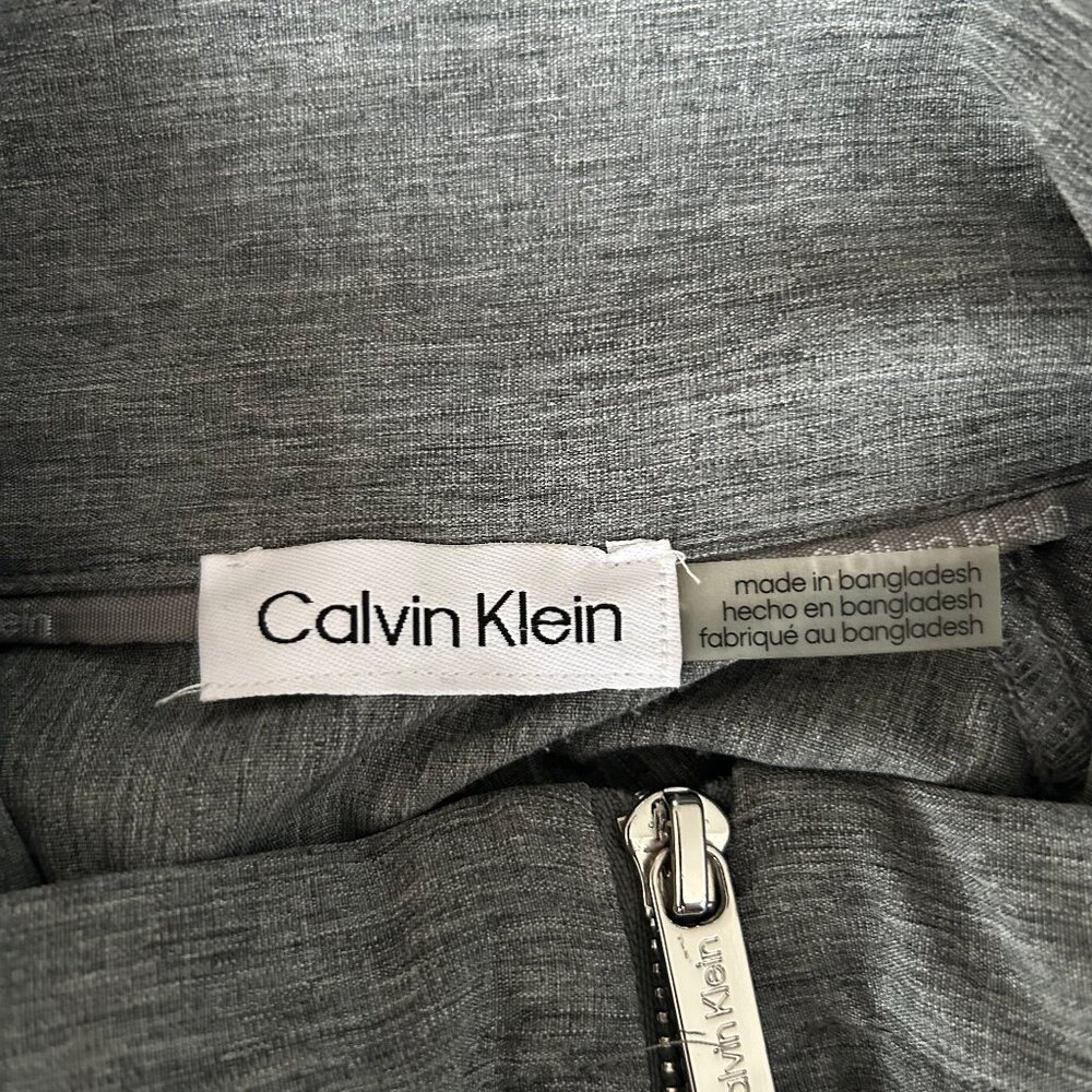 Calvin Klein Zip Front Jacket Women S/M Gray Ruffle Hem Lightweight NWOT - Picture 9 of 10